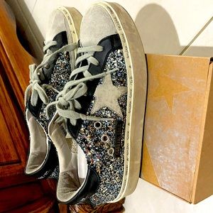 Golden Goose Blue Black Glitter Sneakers Size 37